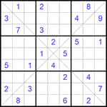 Судоку Х 9х9 #155 очень трудный