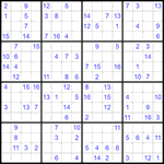 Судоку 16х16 #33 очень трудный