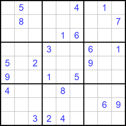 Судоку 9х9 #609 трудный