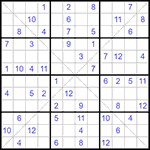 Судоку Х 12х12 #36 трудный