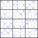 Судоку Х 12х12 #37 трудный