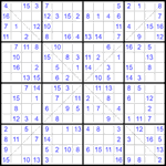 Судоку Х 16х16 #36 легкий