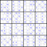 Судоку Х 16х16 #37 легкий