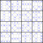 Судоку Х 16х16 #38 легкий