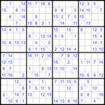 Судоку Х 16х16 #39 легкий