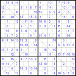 Судоку Х 16х16 #40 легкий