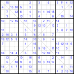 Судоку Х 16х16 #36 средний