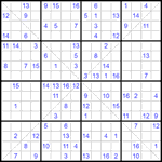 Судоку Х 16х16 #36 трудный