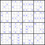 Судоку Х 16х16 #38 трудный