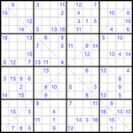 Судоку Х 16х16 #39 трудный