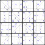 Судоку Х 16х16 #36 очень трудный