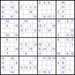 Судоку Х 16х16 #37 очень трудный