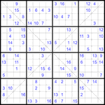 Судоку Х 16х16 #38 очень трудный