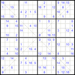 Судоку Х 16х16 #40 очень трудный