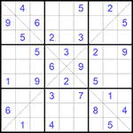 Судоку Х 9х9 #161 трудный