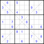 Судоку Х 9х9 #163 трудный