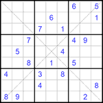 Судоку Х 9х9 #157 очень трудный