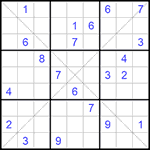 Судоку Х 9х9 #158 очень трудный