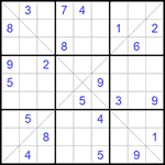 Судоку Х 9х9 #161 очень трудный