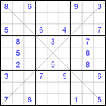 Судоку Х 9х9 #162 очень трудный