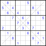 Судоку Х 9х9 #163 очень трудный