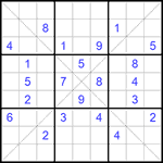 Судоку Х 9х9 #164 очень трудный