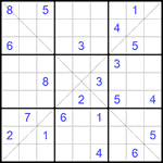 Судоку Х 9х9 #165 очень трудный