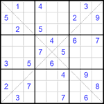 Судоку Х 9х9 #166 трудный