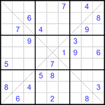 Судоку Х 9х9 #173 трудный