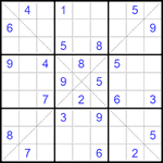 Судоку Х 9х9 #183 трудный