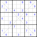 Судоку Х 9х9 #186 трудный