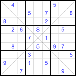 Судоку Х 9х9 #188 трудный