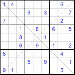 Судоку Х 9х9 #167 очень трудный