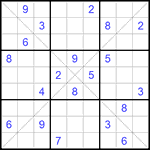 Судоку Х 9х9 #170 очень трудный