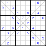 Судоку Х 9х9 #173 очень трудный