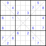 Судоку Х 9х9 #174 очень трудный