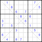 Судоку Х 9х9 #185 очень трудный