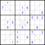 Судоку Х 9х9 #186 очень трудный