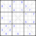 Судоку Х 9х9 #190 очень трудный