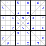 Судоку Х 9х9 #214 средний