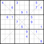 Судоку Х 9х9 #194 трудный