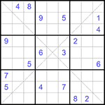 Судоку Х 9х9 #197 трудный