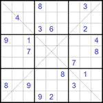 Судоку Х 9х9 #199 трудный