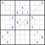 Судоку Х 9х9 #203 трудный