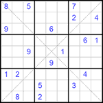 Судоку Х 9х9 #204 трудный