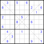 Судоку Х 9х9 #208 трудный