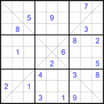 Судоку Х 9х9 #210 трудный