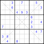 Судоку Х 9х9 #214 трудный