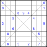 Судоку Х 9х9 #217 трудный