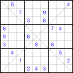 Судоку Х 9х9 #197 очень трудный